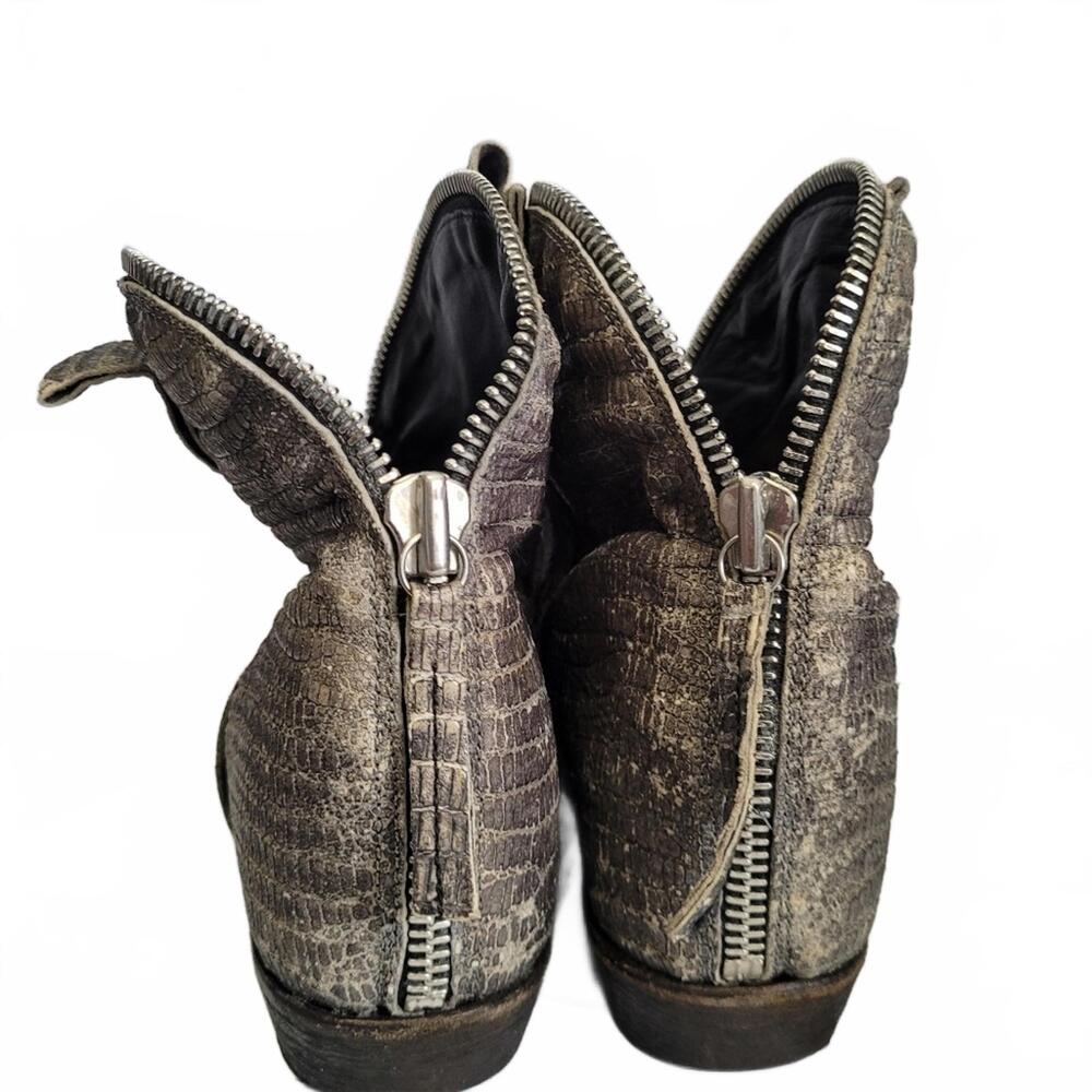 Cinzia Araia Women’s Gray Reptile Texture Booties Cowboy Style With Zipper Detai View 4